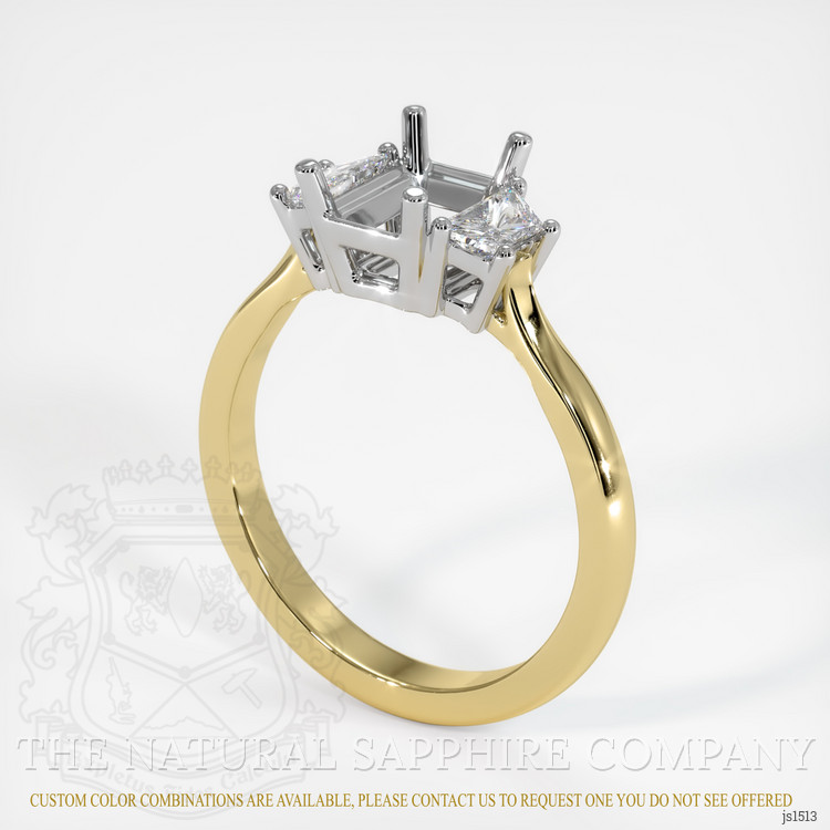 14K White & Yellow Three Stone Ring Setting