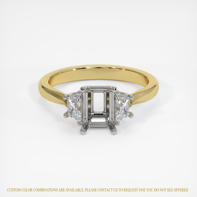 14K White & Yellow Three Stone Ring Setting