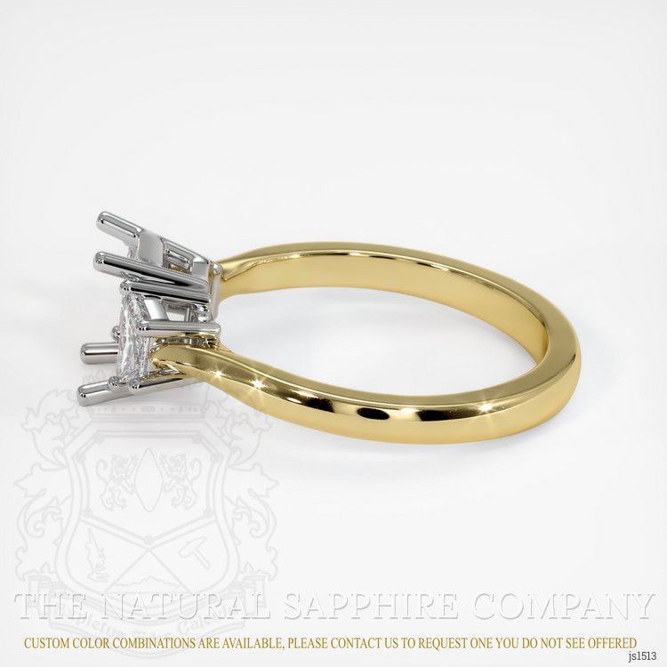 14K White & Yellow Three Stone Ring Setting