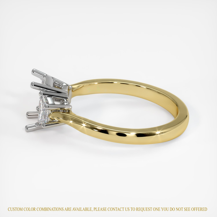 14K White & Yellow Three Stone Ring Setting