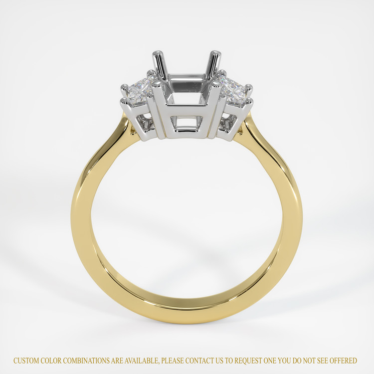14K White & Yellow Three Stone Ring Setting