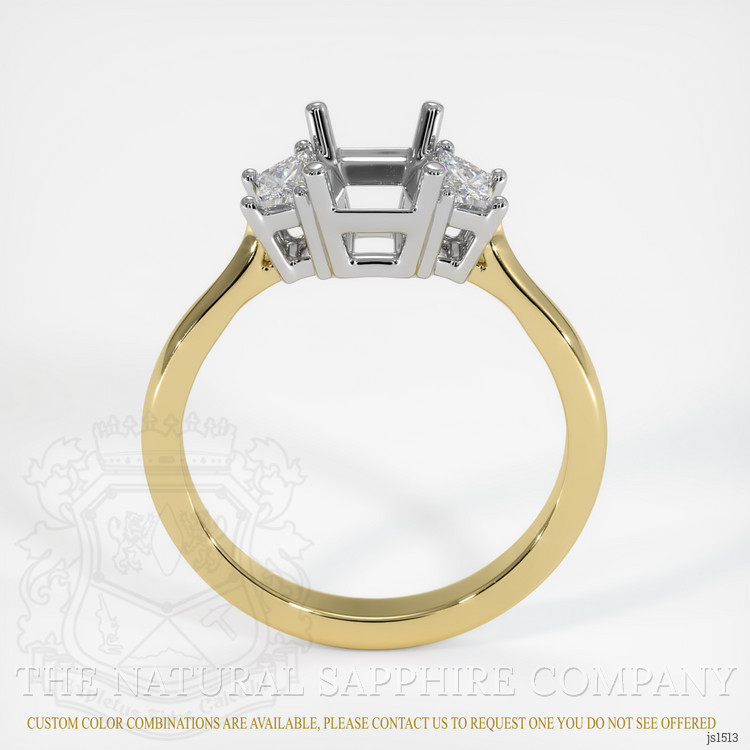 14K White & Yellow Three Stone Ring Setting