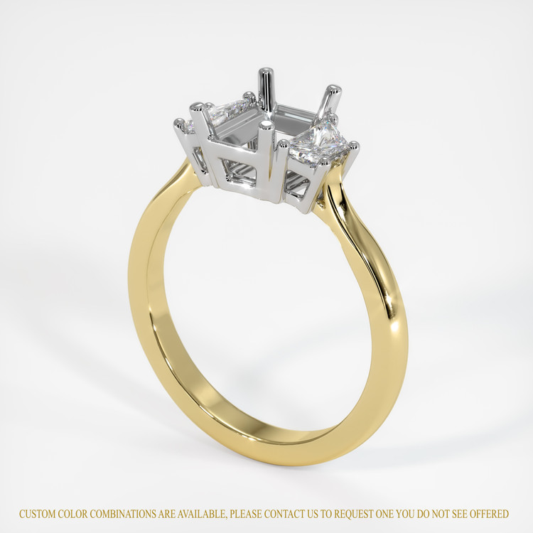 18K White & Yellow Three Stone Ring Setting