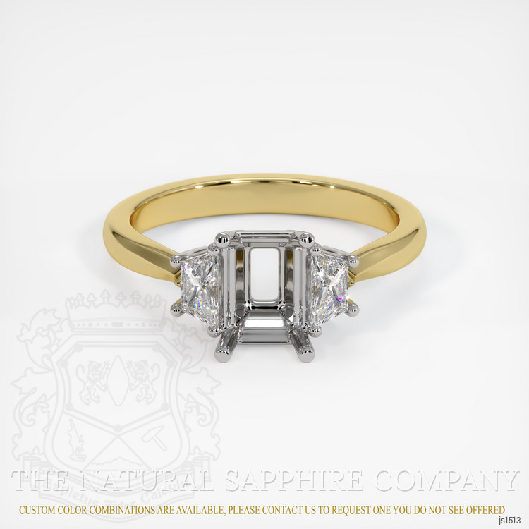 18K White & Yellow Three Stone Ring Setting