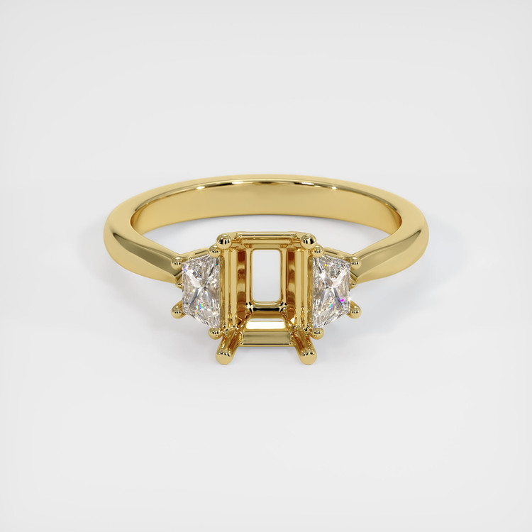 18K Yellow Gold Three Stone Ring Setting