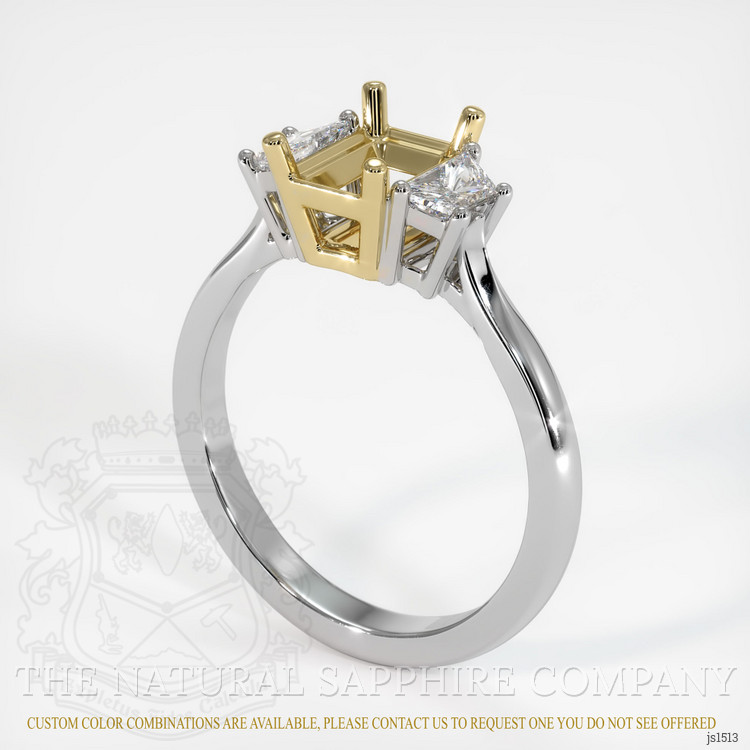 14K Yellow & White Three Stone Ring Setting