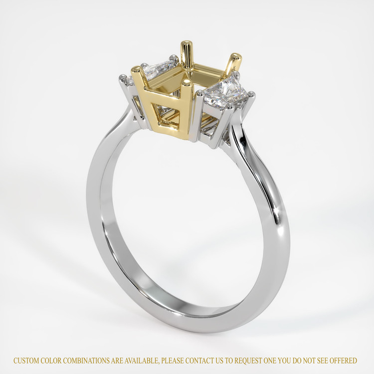 14K Yellow & White Three Stone Ring Setting