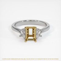 14K Yellow & White Three Stone Ring Setting Image