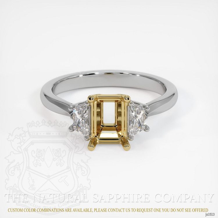 14K Yellow & White Three Stone Ring Setting