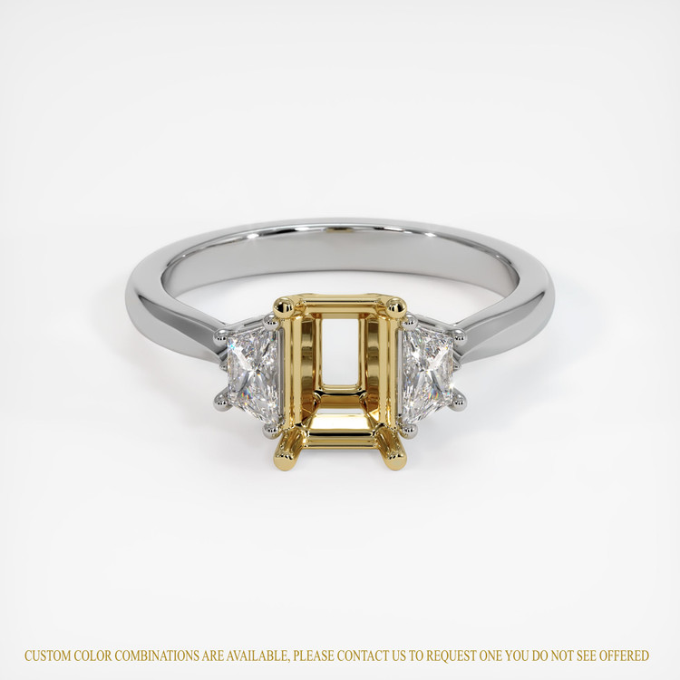 14K Yellow & White Three Stone Ring Setting