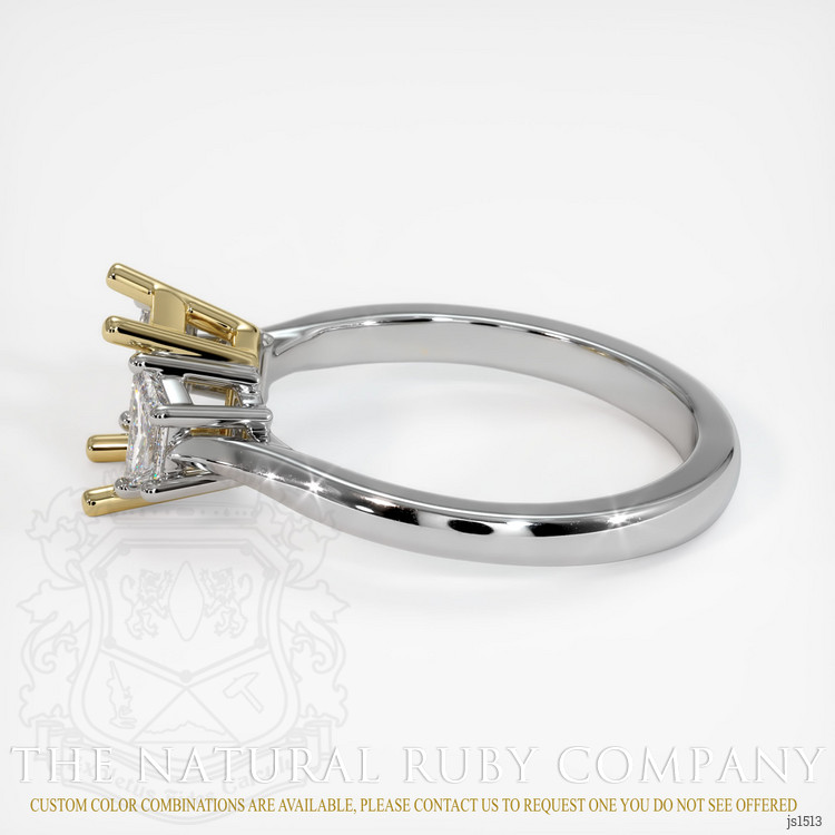 14K Yellow & White Three Stone Ring Setting