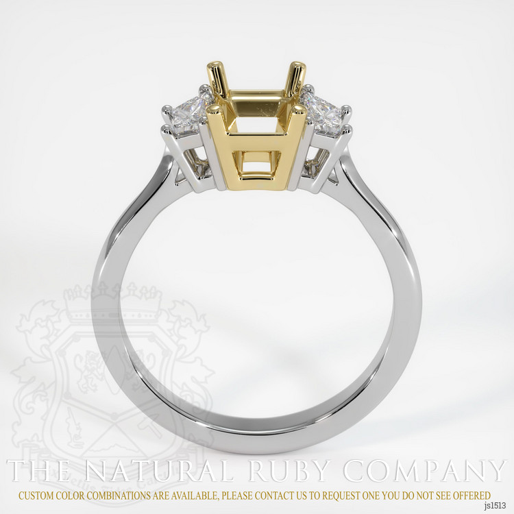 14K Yellow & White Three Stone Ring Setting