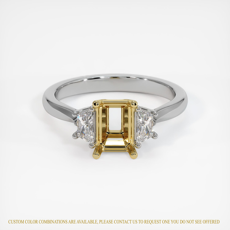 18K Yellow & White Three Stone Ring Setting