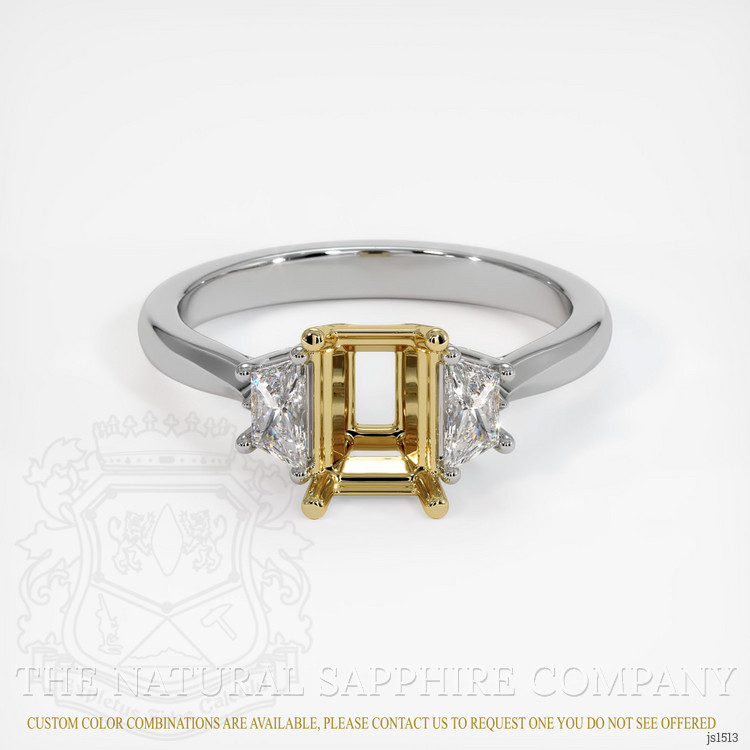 18K Yellow & White Three Stone Ring Setting