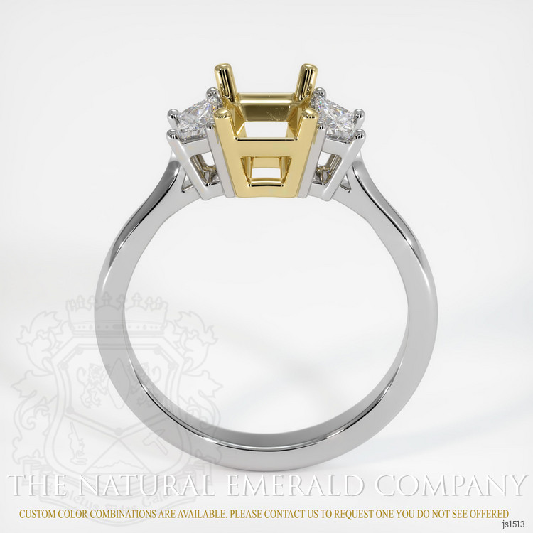 18K Yellow & White Three Stone Ring Setting