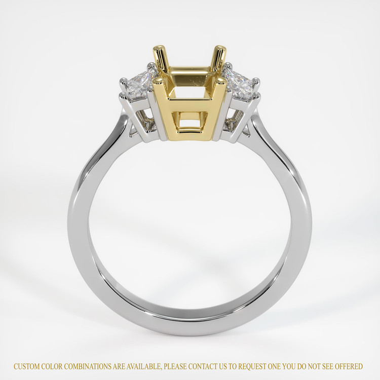 18K Yellow & White Three Stone Ring Setting