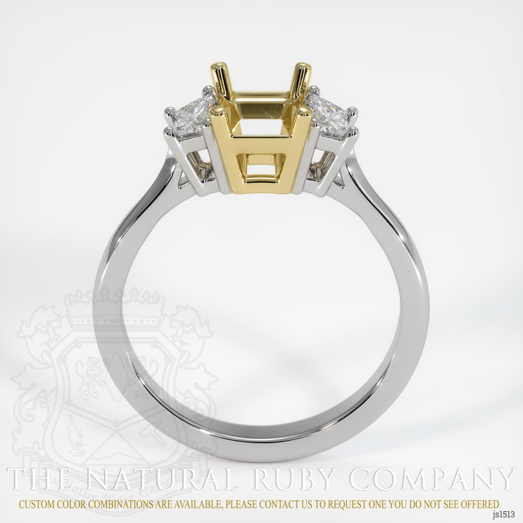 18K Yellow & White Three Stone Ring Setting
