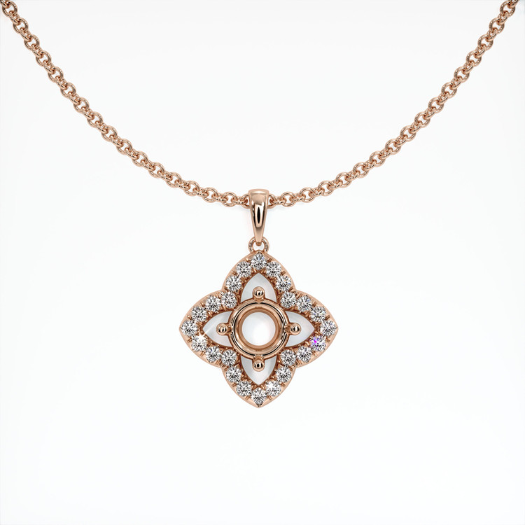 14K Rose Gold Pave Pendant Setting