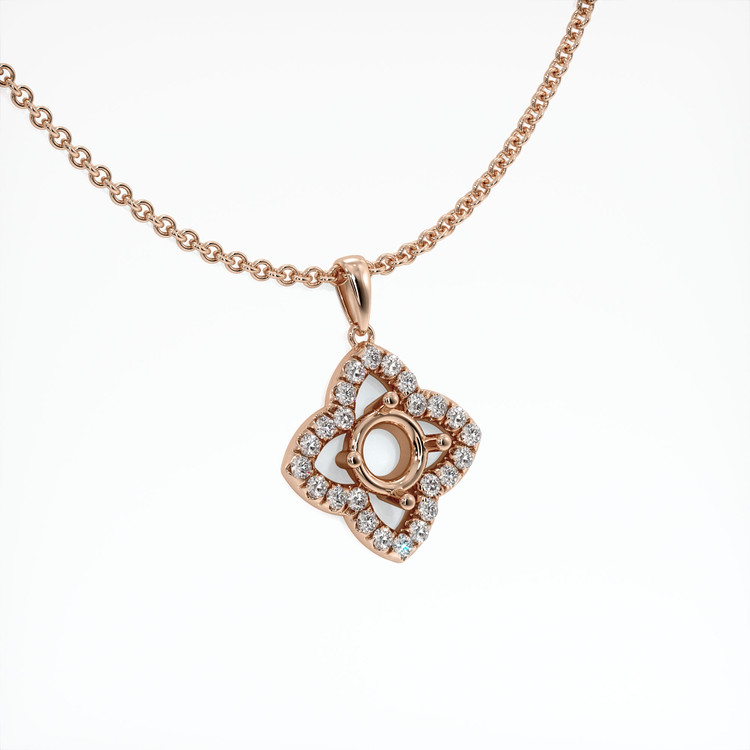 14K Rose Gold Pave Pendant Setting
