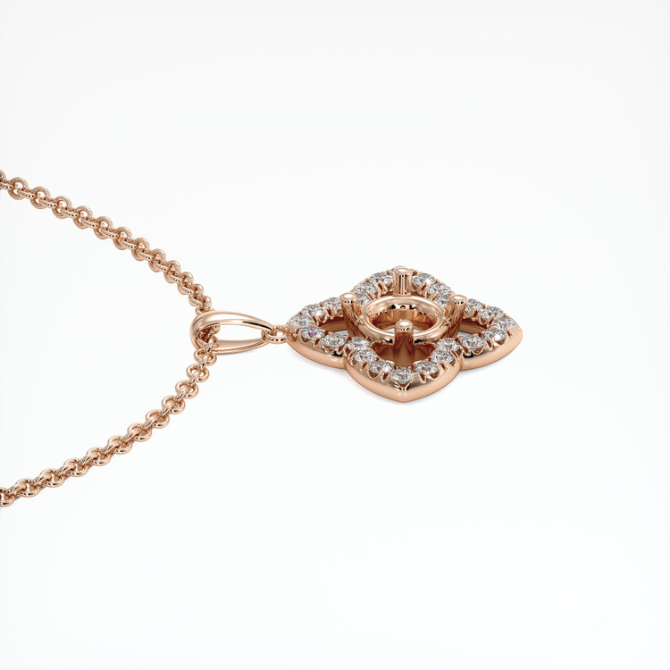 14K Rose Gold Pave Pendant Setting