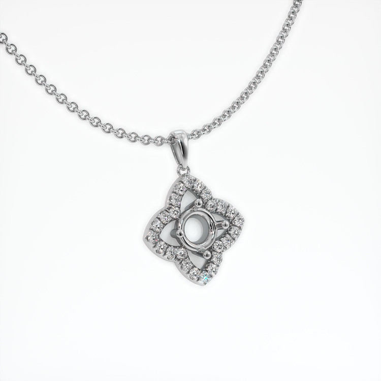 14K White Gold Pave Pendant Setting