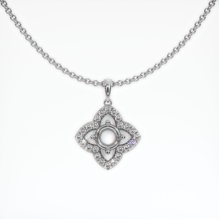 18K White Gold Pave Pendant Setting