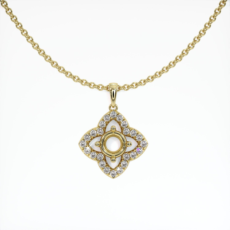 14K Yellow Gold Pave Pendant Setting