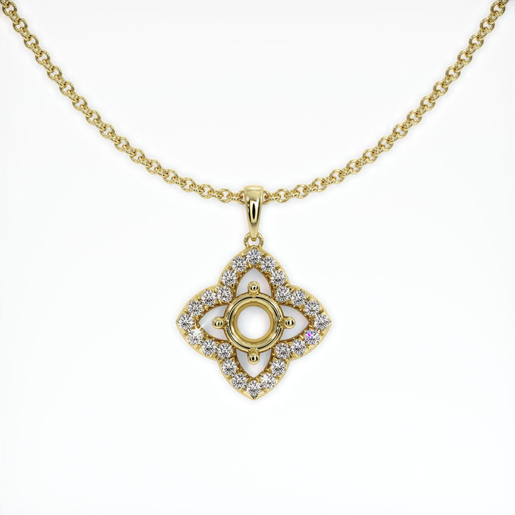 18K Yellow Gold Pave Pendant Setting