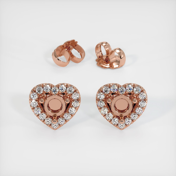 14K Rose Gold Pave Earring Setting