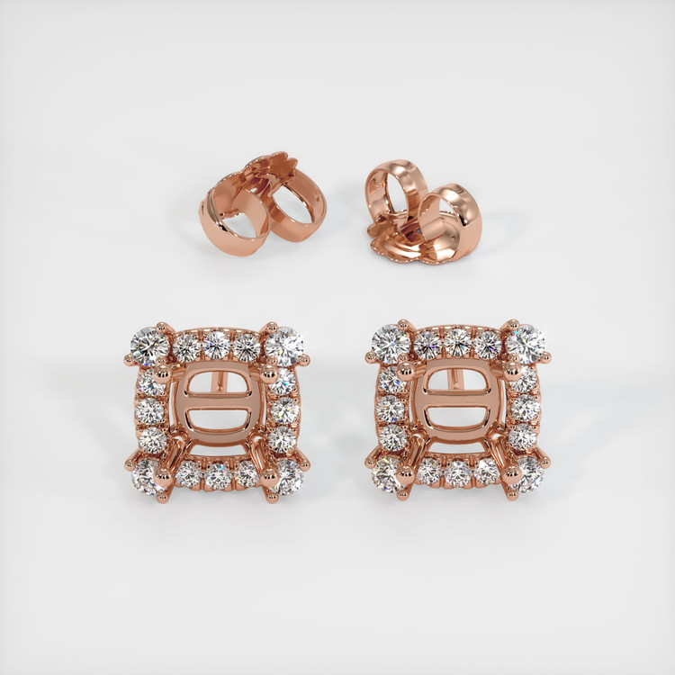 14K Rose Gold Pave Earring Setting