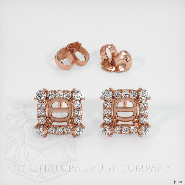 14K Rose Gold Pave Earring Setting