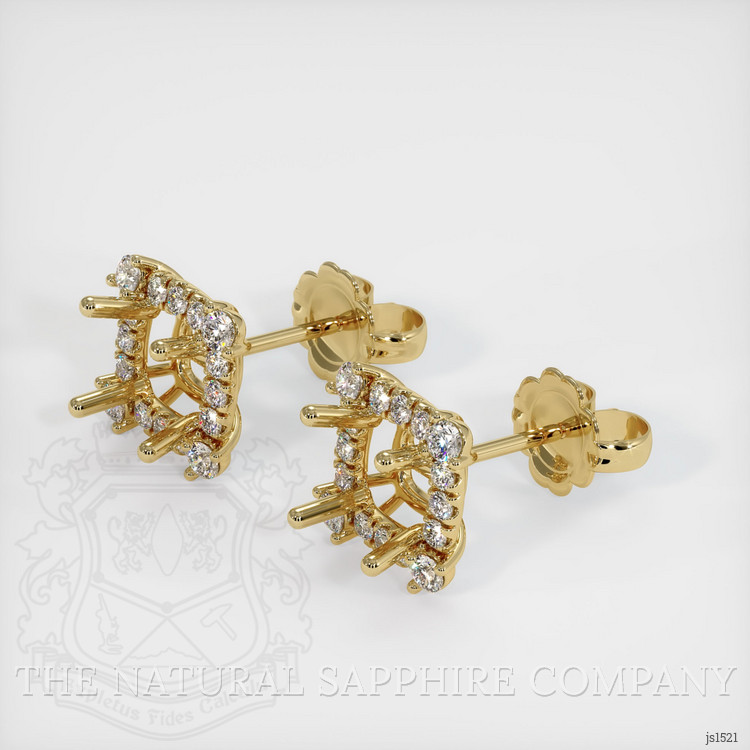 14K Yellow Gold Pave Earring Setting