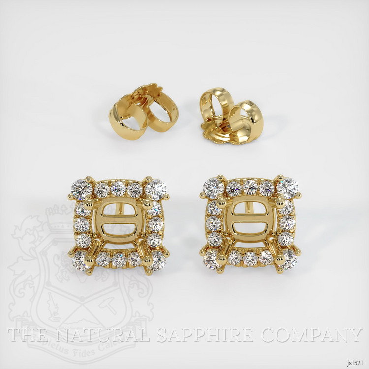 14K Yellow Gold Pave Earring Setting