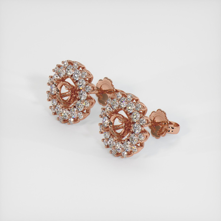 14K Rose Gold Halo Earring Setting