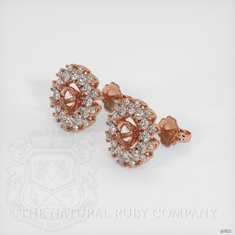 14K Rose Gold Halo Earring Setting