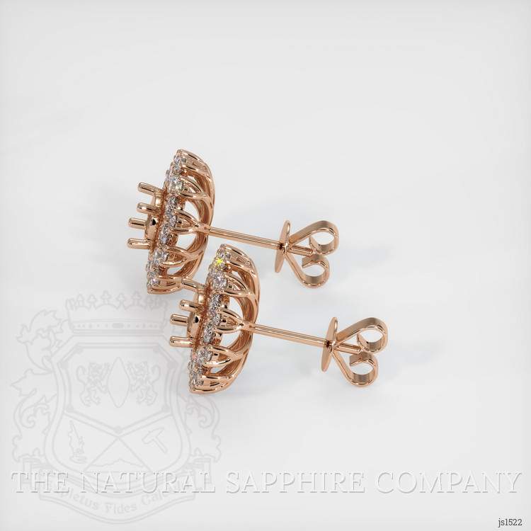 14K Rose Gold Halo Earring Setting