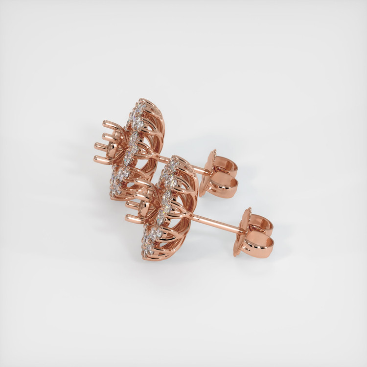 14K Rose Gold Halo Earring Setting