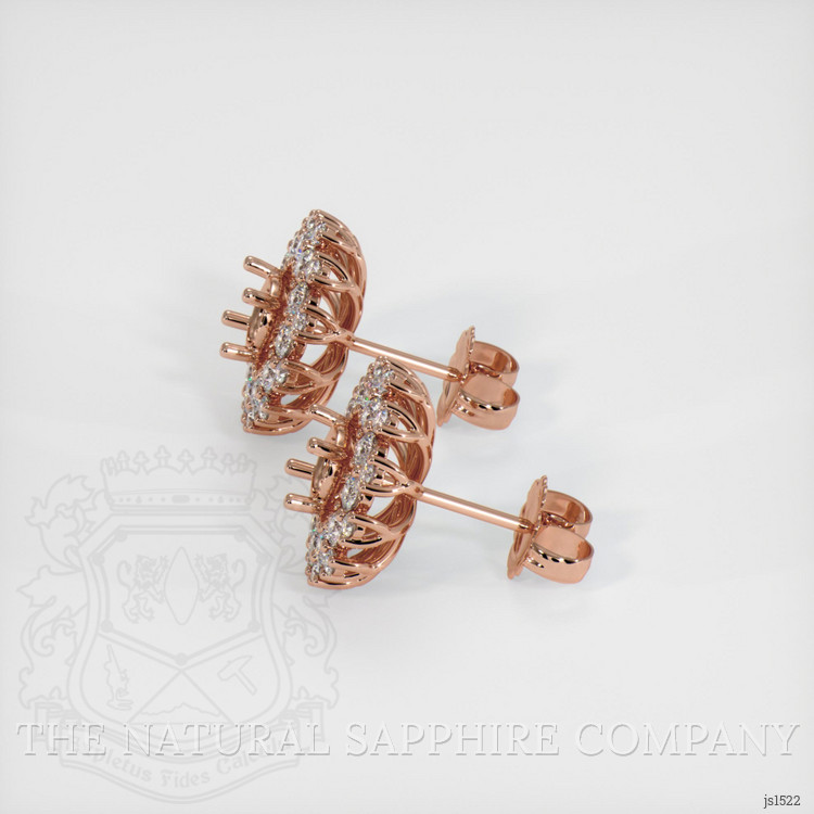 14K Rose Gold Halo Earring Setting