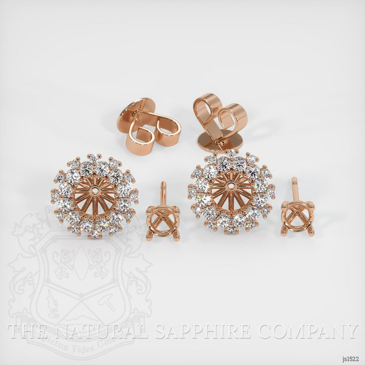 14K Rose Gold Halo Earring Setting