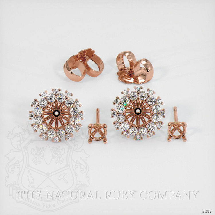 14K Rose Gold Halo Earring Setting