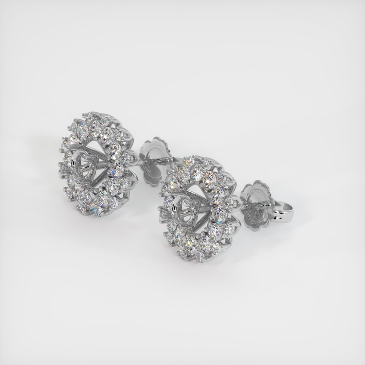 14K White Gold Halo Earring Setting