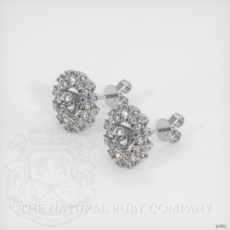 14K White Gold Halo Earring Setting