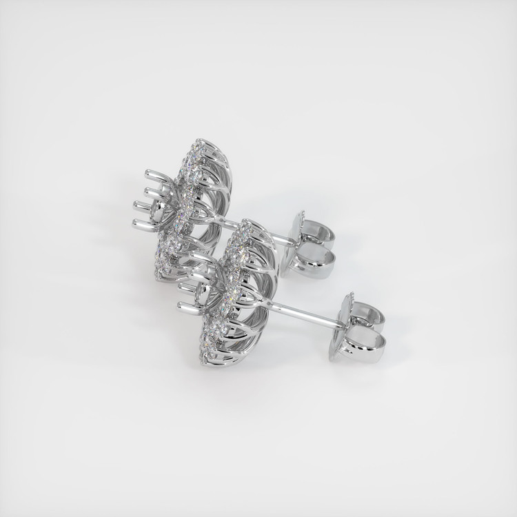 14K White Gold Halo Earring Setting