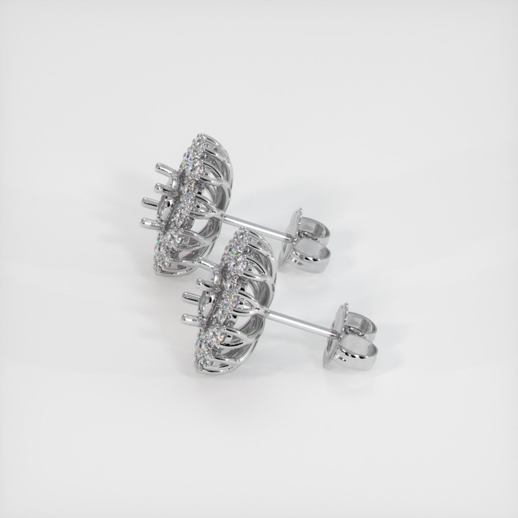 14K White Gold Halo Earring Setting