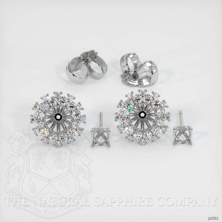 14K White Gold Halo Earring Setting