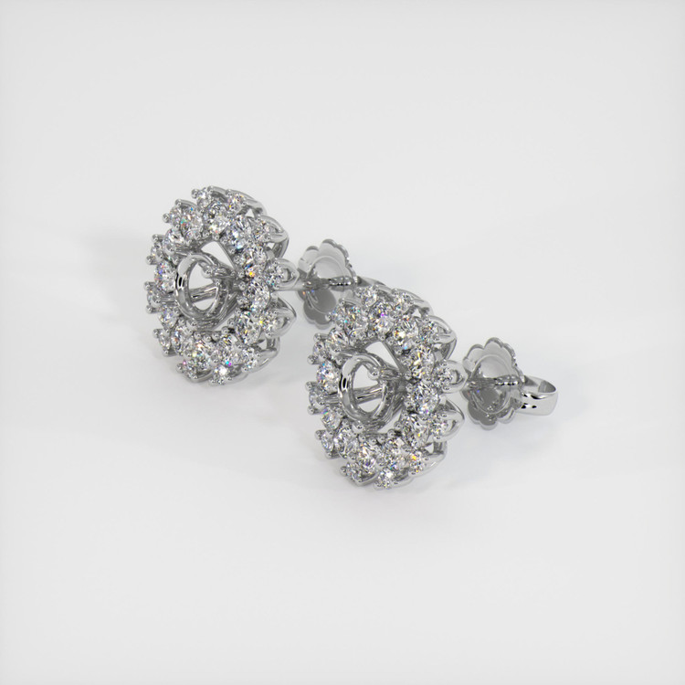 18K White Gold Halo Earring Setting