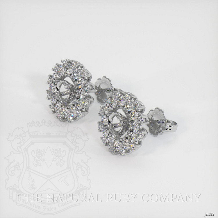 18K White Gold Halo Earring Setting