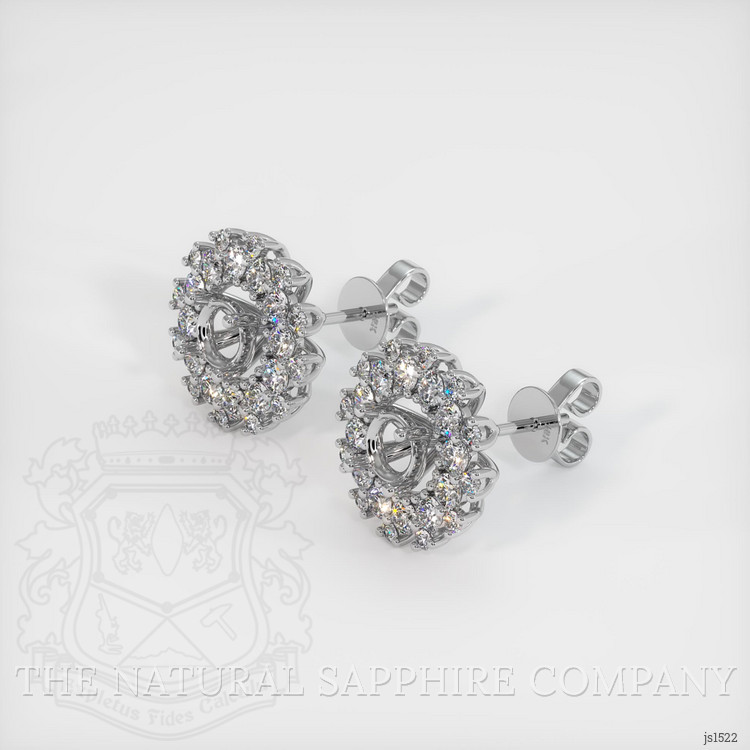 18K White Gold Halo Earring Setting