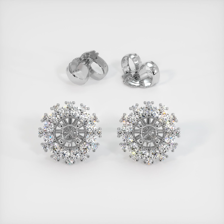 18K White Gold Halo Earring Setting