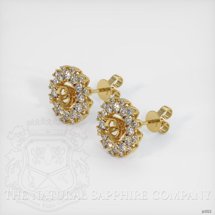 14K Yellow Gold Halo Earring Setting